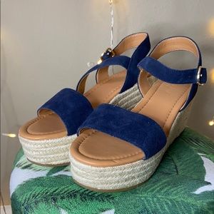 J. Crew Factory strappy suede platform sandals